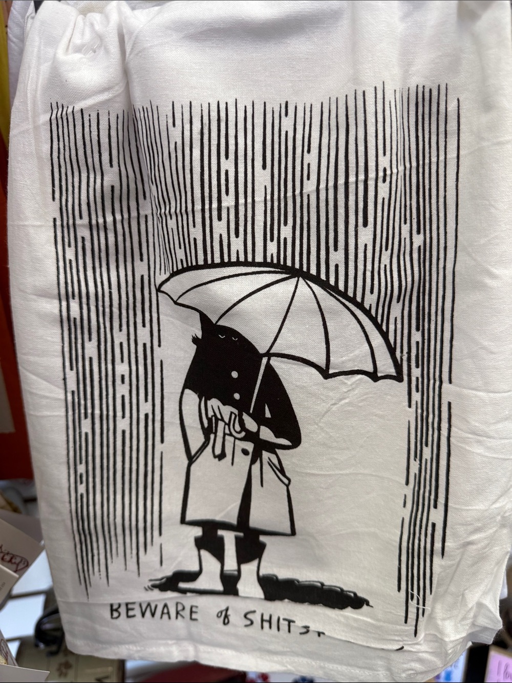 Primitives by Kathy White and Black Umbrella Rain Kitchen Towel